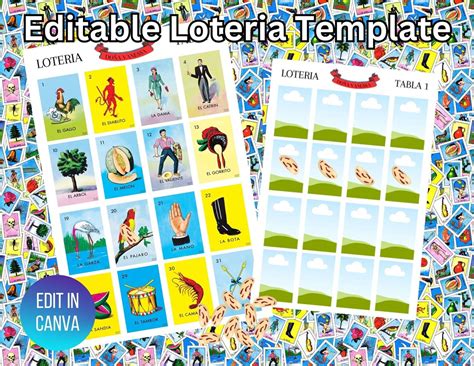 Design elements of a Loteria template