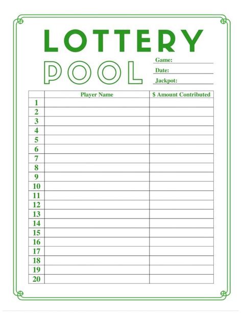 Lottery Office Pool Template