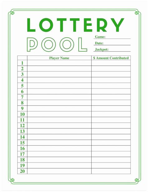 Lottery Pool Winnings Distribution Template