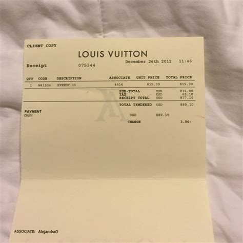 Louis Vuitton Receipt Template Example 2