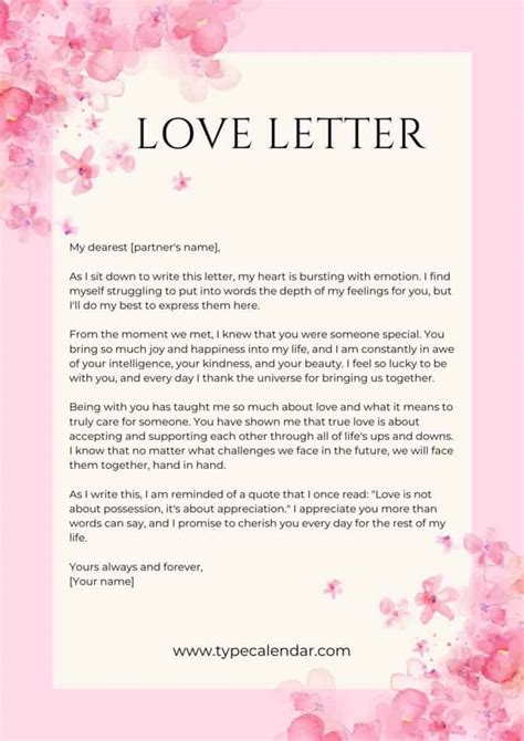 Love letter templates to express feelings