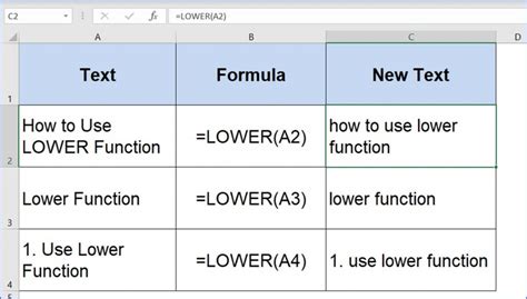 Lower Function in Excel