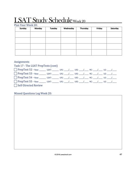 LSAT Study Schedule Template 1