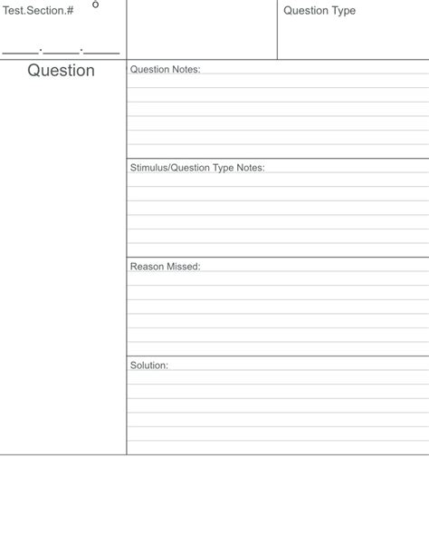 LSAT Wrong Answer Journal Template Example