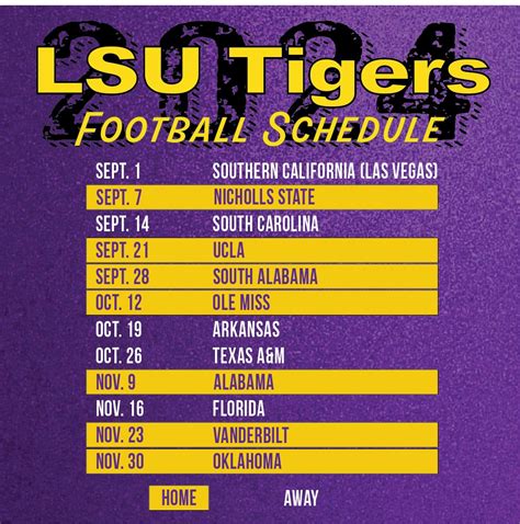 LSU Football Schedule by Opponent