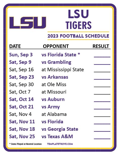 LSU Football Schedule October