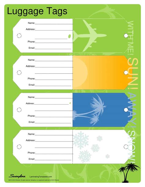 Luggage tag template