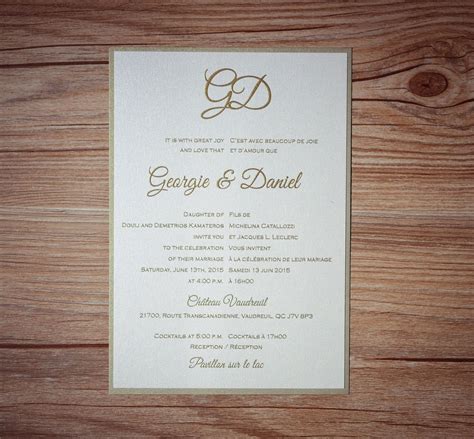 Luxe gold bilingual wedding invitation