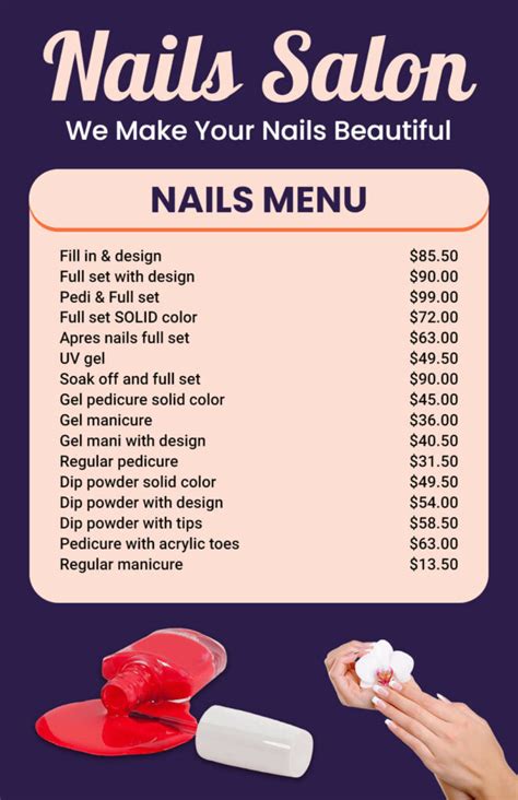 Luxury nail menu template