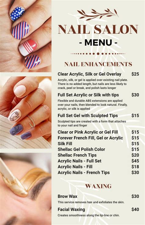 Luxury Nail Salon Menu Template