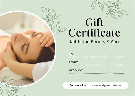 Luxury spa gift certificate template