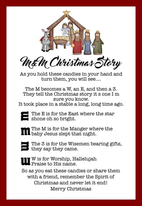 M&M Christmas Story Free Printable Activity For Kids