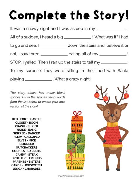 M&M Christmas Story Free Printable Activity For Kids