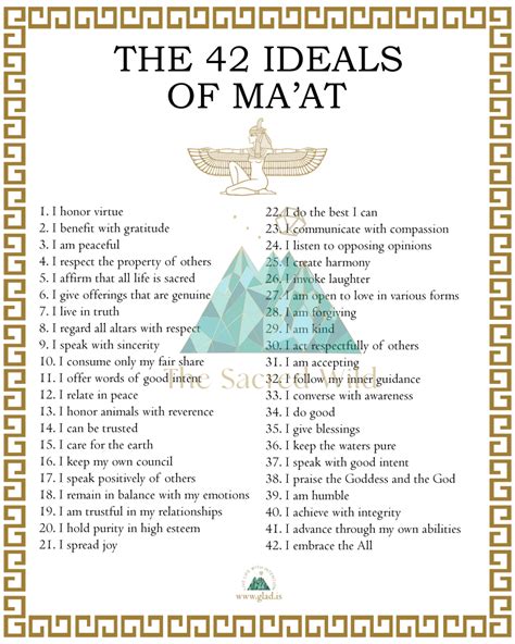 Printable guide to the 42 Laws of Ma'at