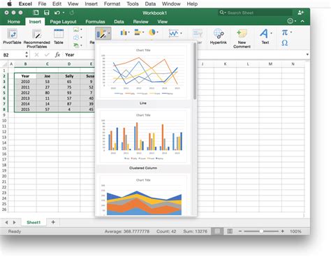 Mac Excel Interface