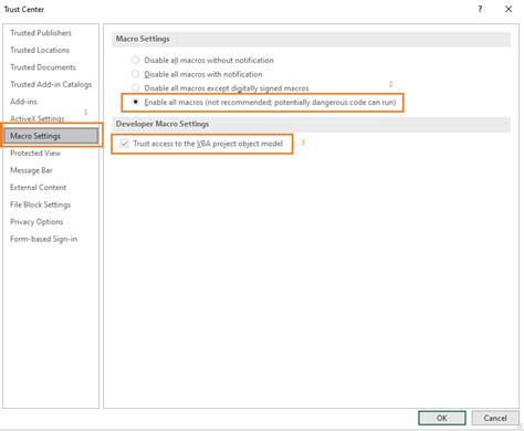 Macro security settings