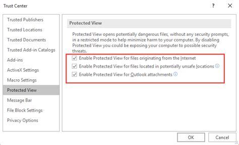 Macro settings Protected View