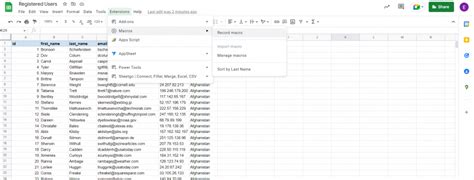 Macro Uses in Google Sheets