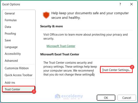 Macros Disabled Fixes Trust Center