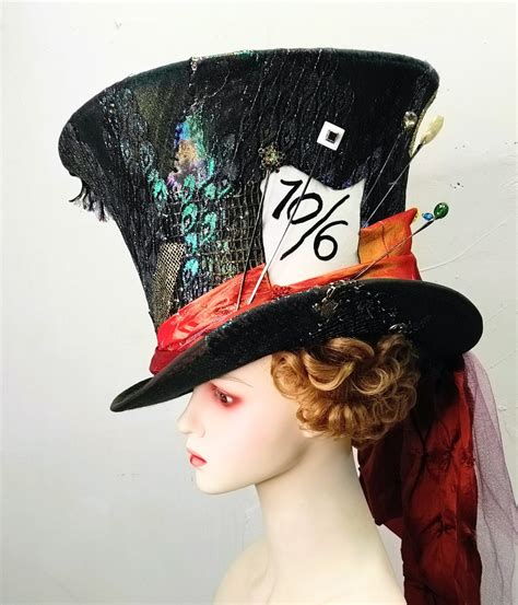 Mad Hatter Hat with Feathers and Flowers