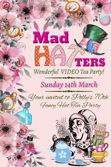 Mad Hatter's tea party invitation template