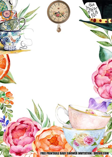 Mad Hatter's tea party invitation template