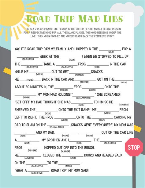 Mad Libs Printable Example 10