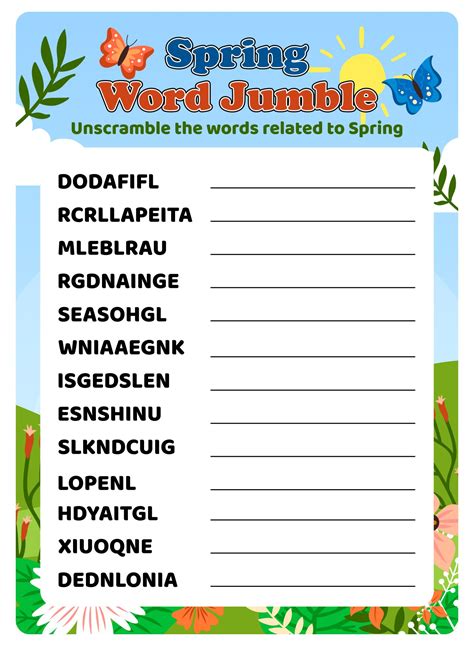 Mad Minute word scramble worksheet