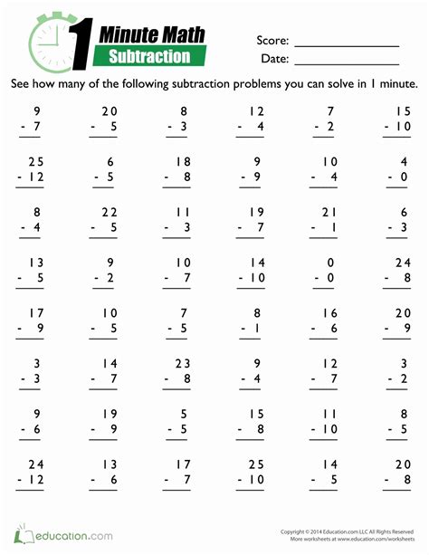 Mad Minute worksheets for 2nd grade