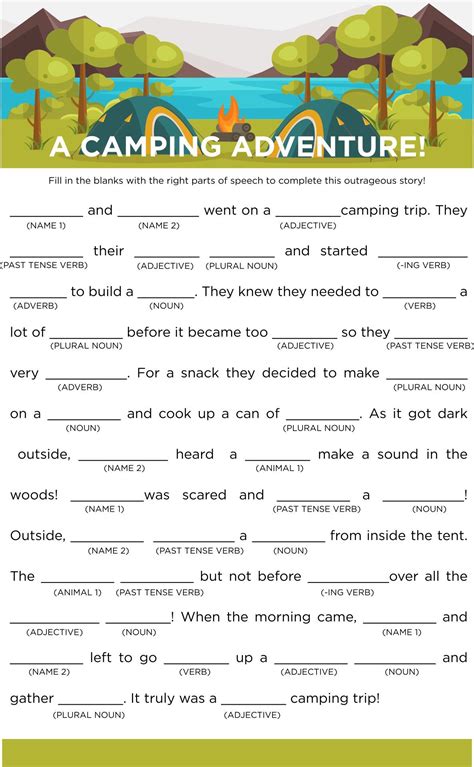 Mad Libs Camp Activities