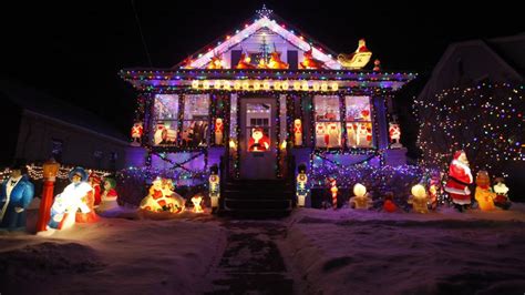 A festive holiday light display in Madison, Wisconsin