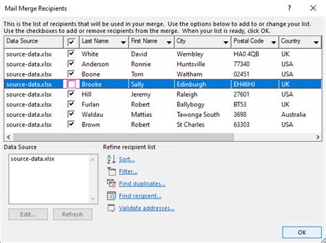 Mail Merge Errors in Excel