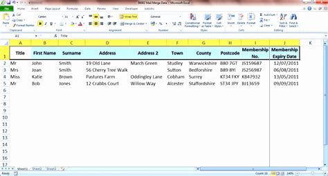 Mail Merge Excel Templates