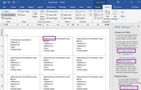 Creating Mail Merge Labels in Word