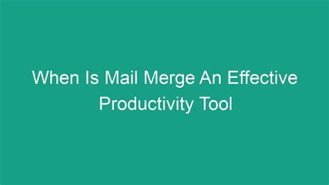 Mail Merge Productivity Mac