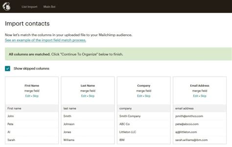 Mailchimp Import Contacts