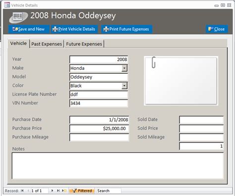 Maintenance Database Template Features