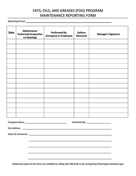 Maintenance Reporting Template