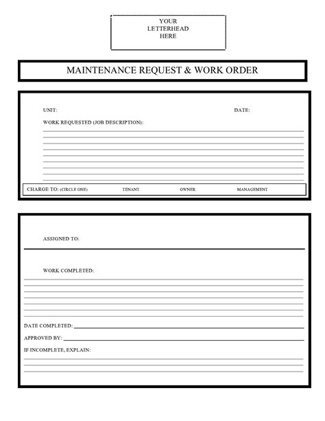 Maintenance Request Excel Template