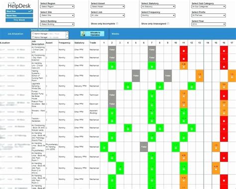 Maintenance Schedule Excel Template