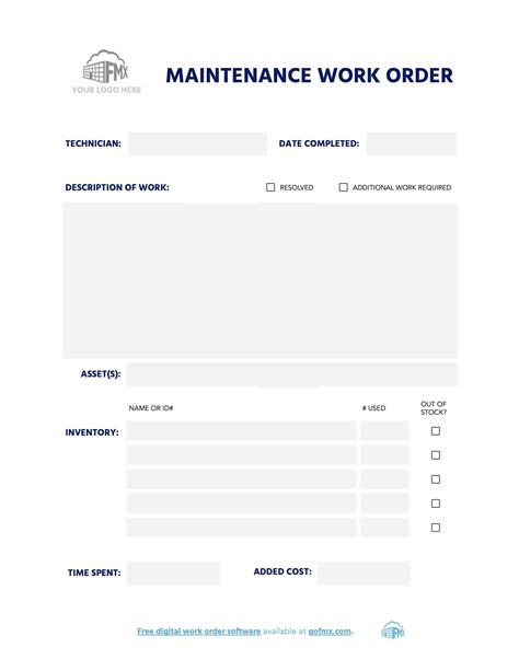 Maintenance Work Order Example