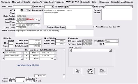 Maintenance Work Order Template Access Database