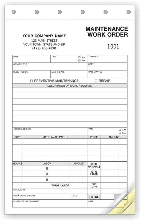 Maintenance Work Order Template Google Sheets