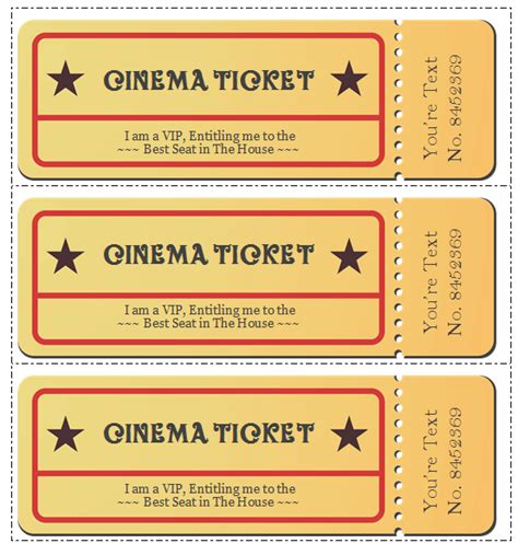 Make Your Own Movie Ticket Templates