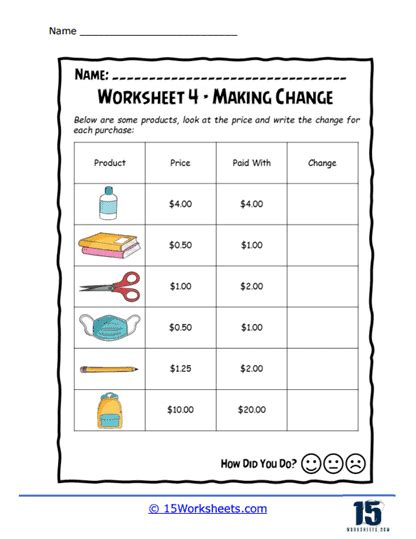 Making Change Worksheets