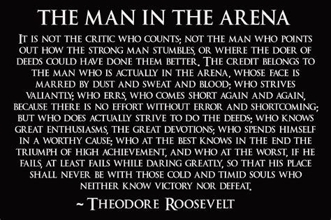 The Man in the Arena Quote by Theodore Roosevelt