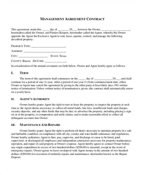 Benefits of Using Management Agreement Templates