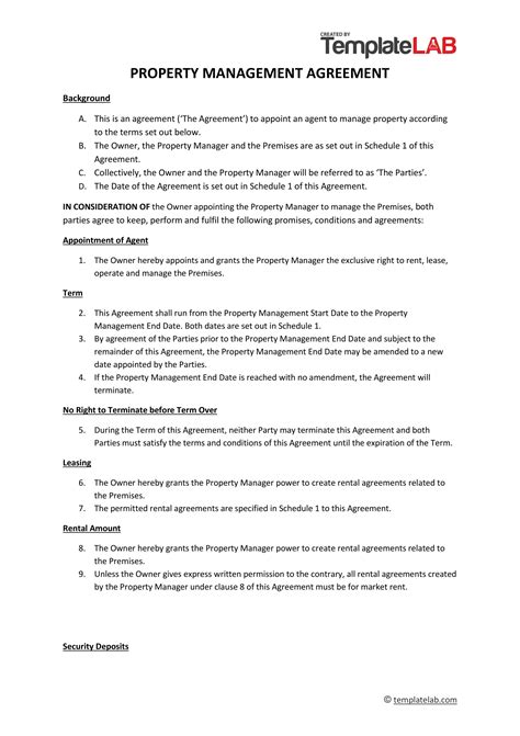 Management Agreement Template Example