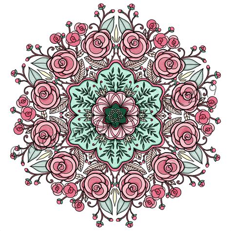 A mandala design featuring flowers and nature-inspired patterns