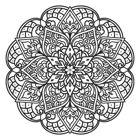 A mandala design featuring smaller mandalas and geometric patterns